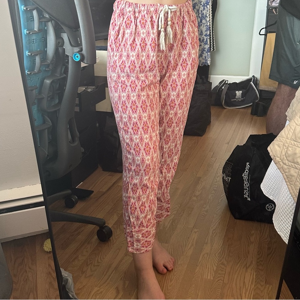 Faherty Pink Patterned Drawstring Track Pants - Picture 2 of 3